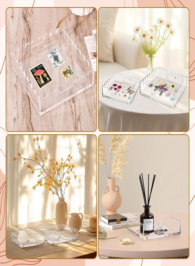 Orchidleaf 2 Pack Scalloped Acrylic Tray, Clear Acrylic Tray with Magnetic Mat, Portable Decorative Storage Trays for Photos, Dried Flowers and Jewellery - Image 3